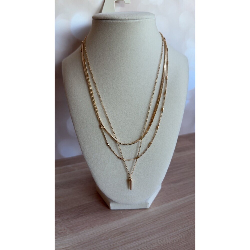 A New Day Gold 3-Layer Chain Necklace with Pendant | NWT